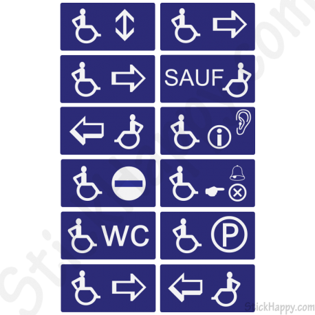 Stickers handicapés pictogrammes